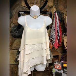 Layered spaghetti strap high/low off to side